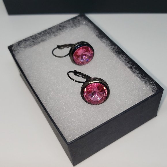 Rose Pink Drop Dangle Earrings - Picture 3 of 6